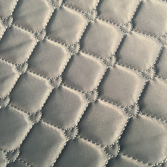 Luv Betsey blue quilted nylon tote with drop handles two outer pockets - Picture 7 of 11